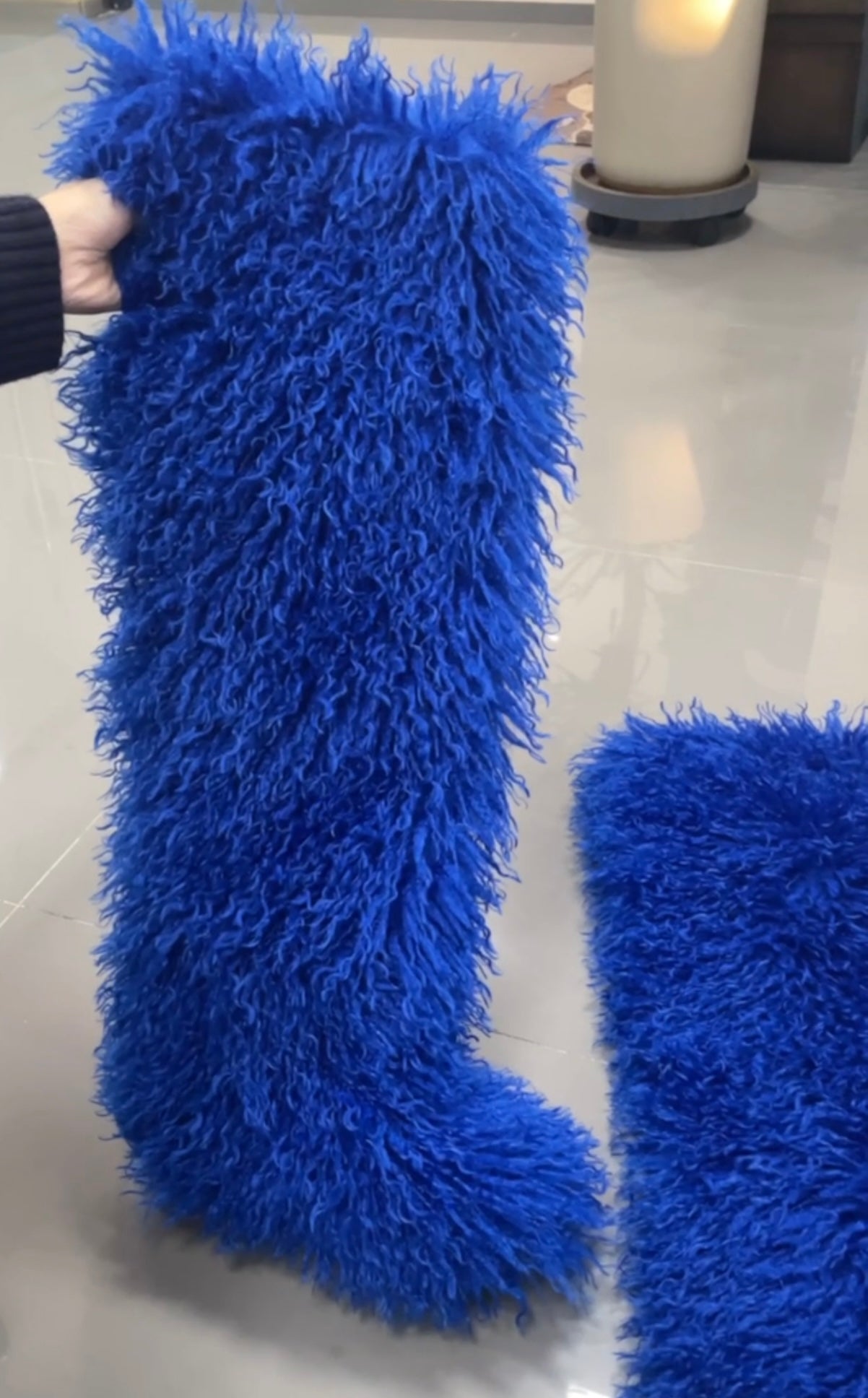 Mongolian Shear Luxe Boots (Royal Blue)