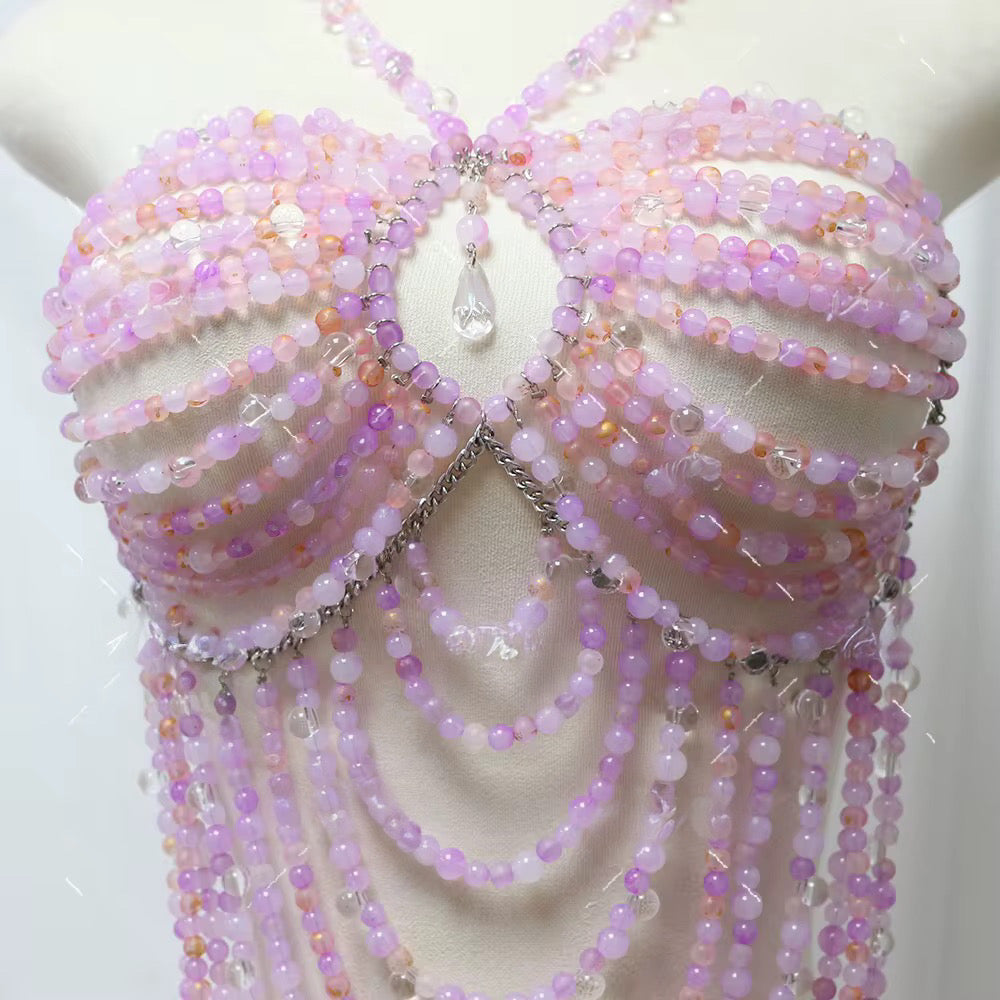 Crystal Bloom Beaded Top