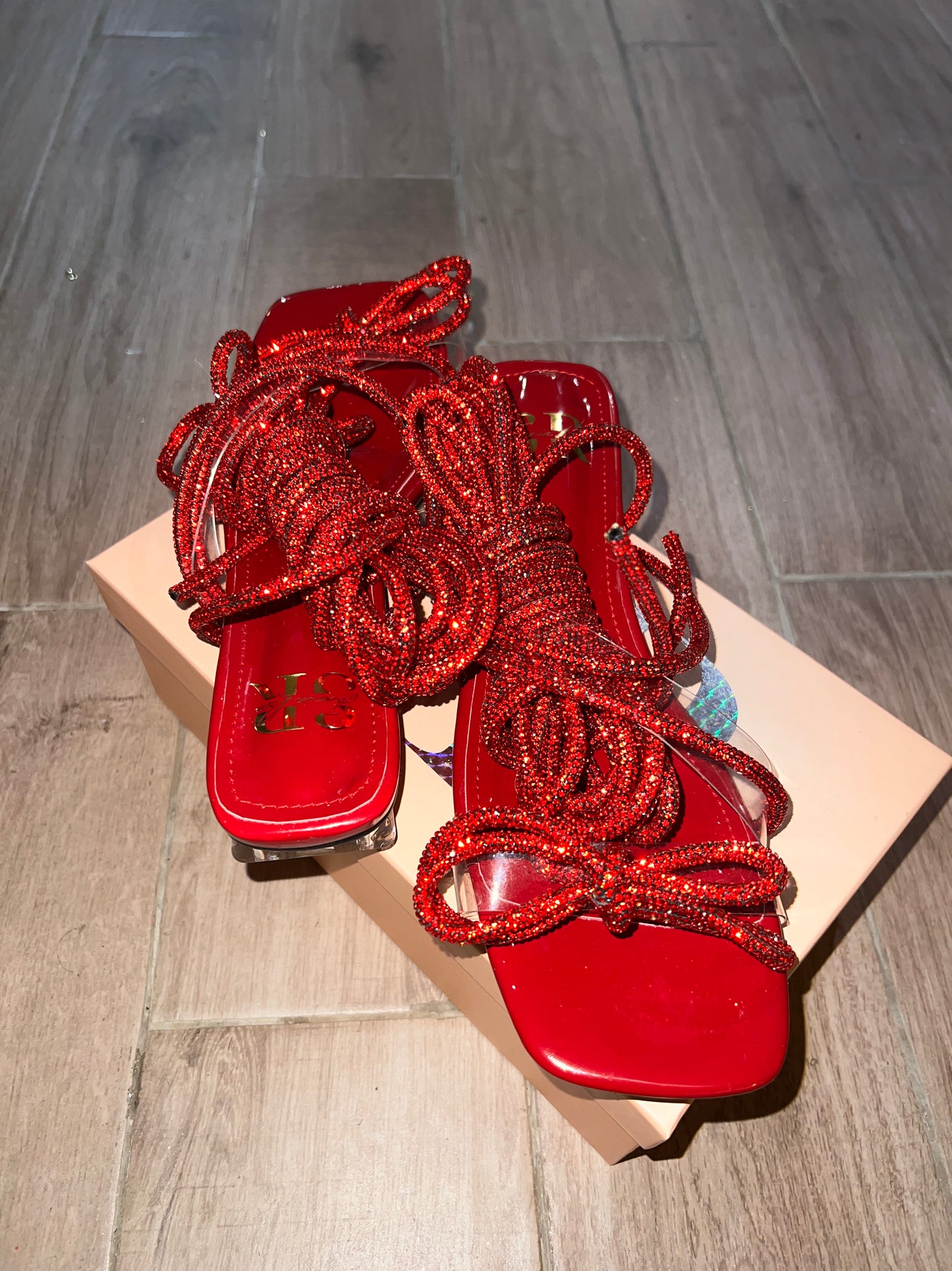 Red De Vil Crystal Sandals