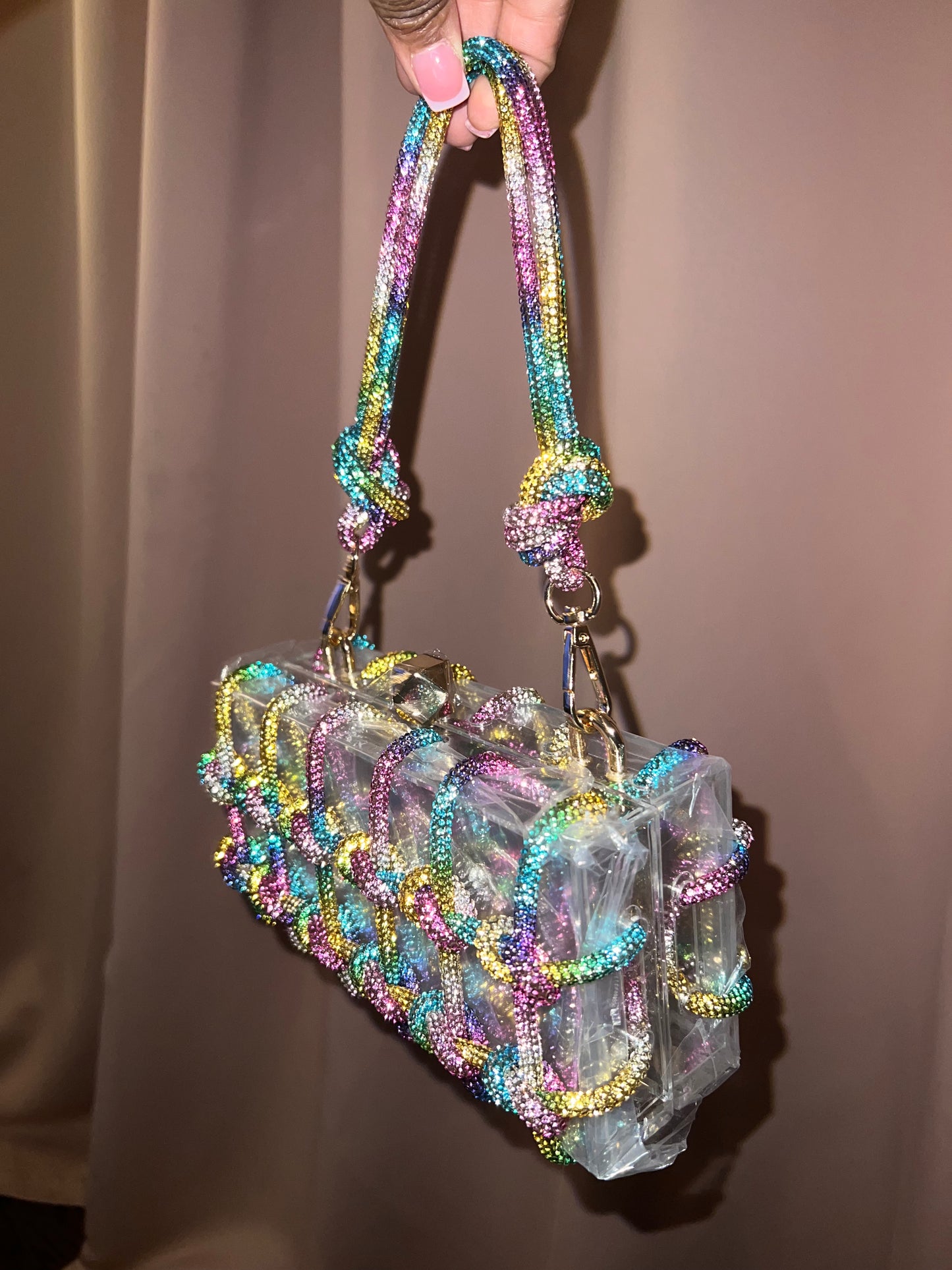 Rainbow Crystal Knot Bag