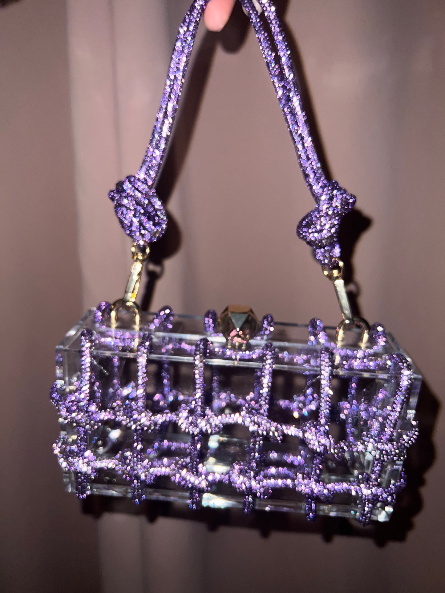 Lilac Crystal Knot Bag