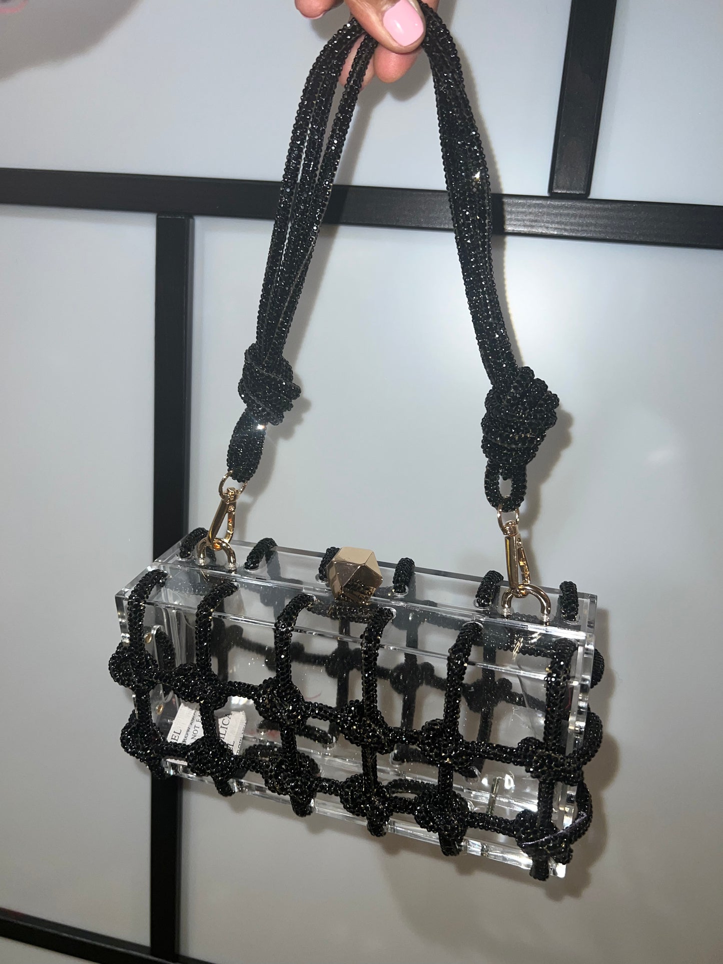 Black Crystal Knot Bag (Ships in 1-2 weeks)
