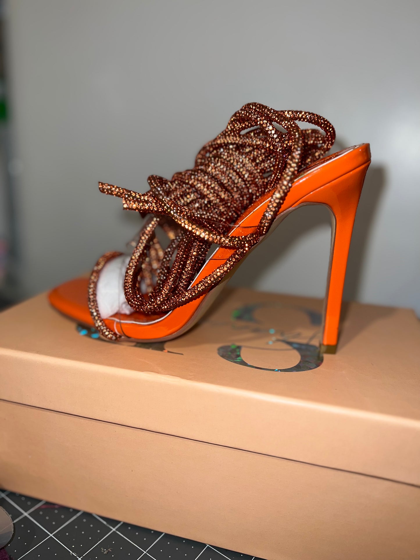 Pumpkin Spice Crystal Lace up heel