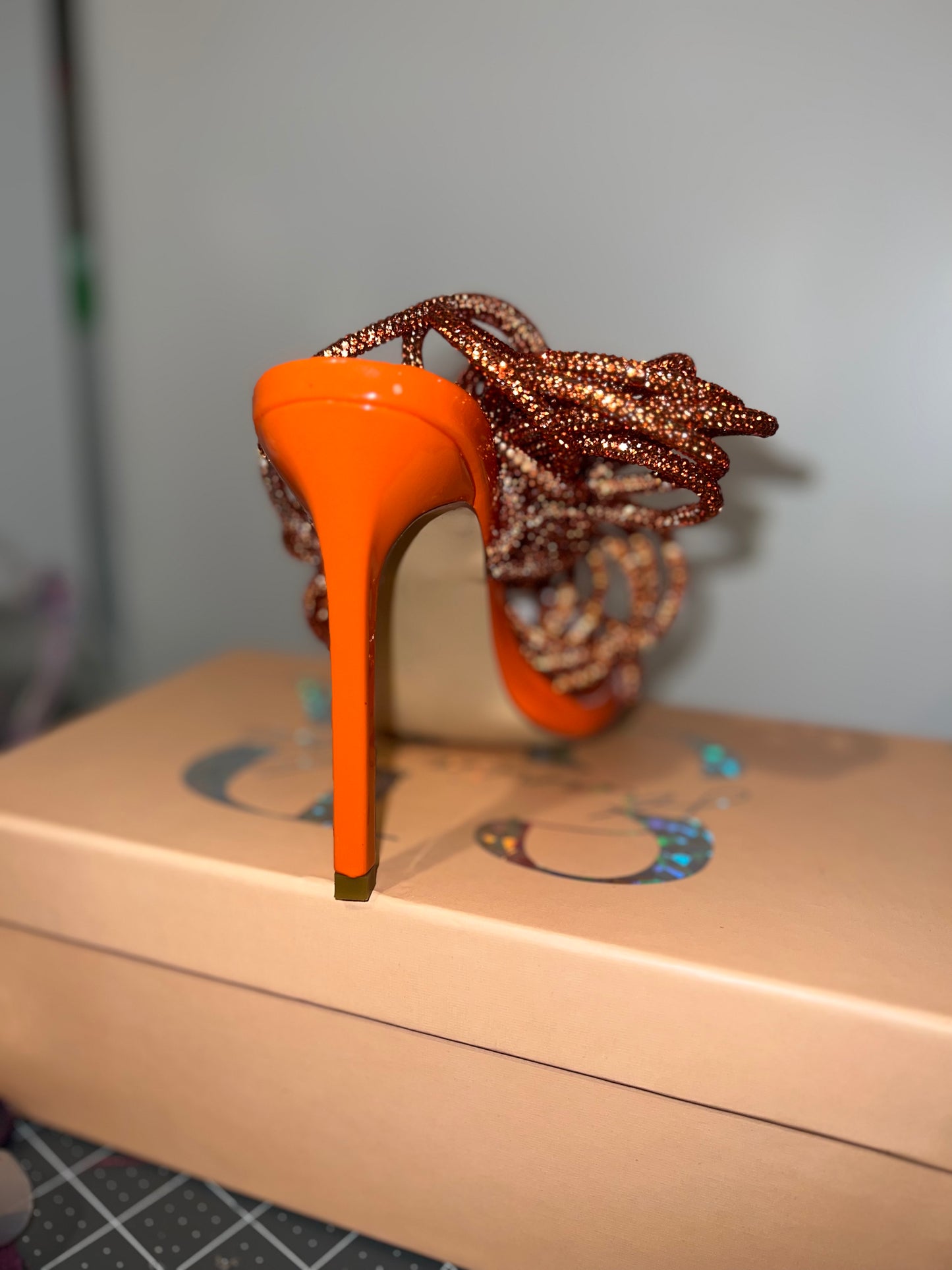 Pumpkin Spice Crystal Lace up heel