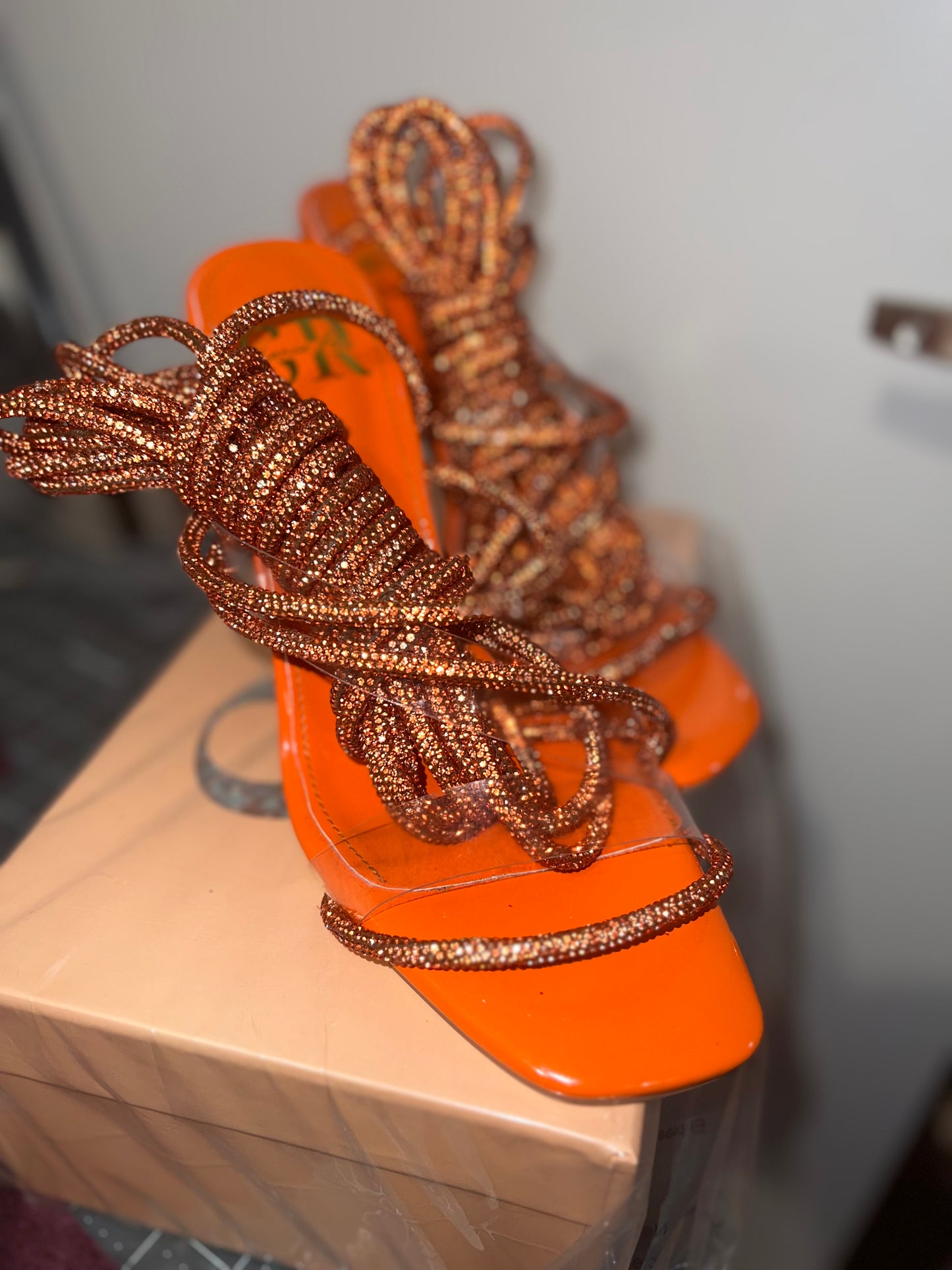 Pumpkin Spice Crystal Lace up heel