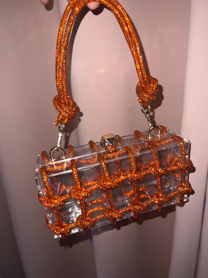 Orange Crystal Knot Bag
