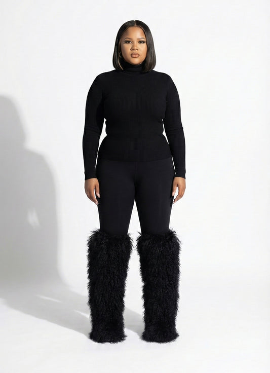 Mongolian Shear Luxe Boots (Black)