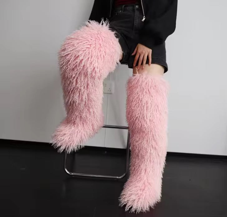 Mongolian Shear Luxe Boots (Pink)