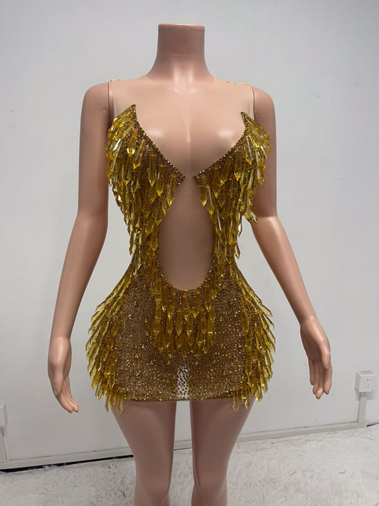 Chandelier Mini Dress (Gold)