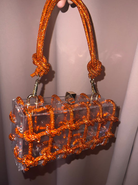 Orange Crystal Knot Bag