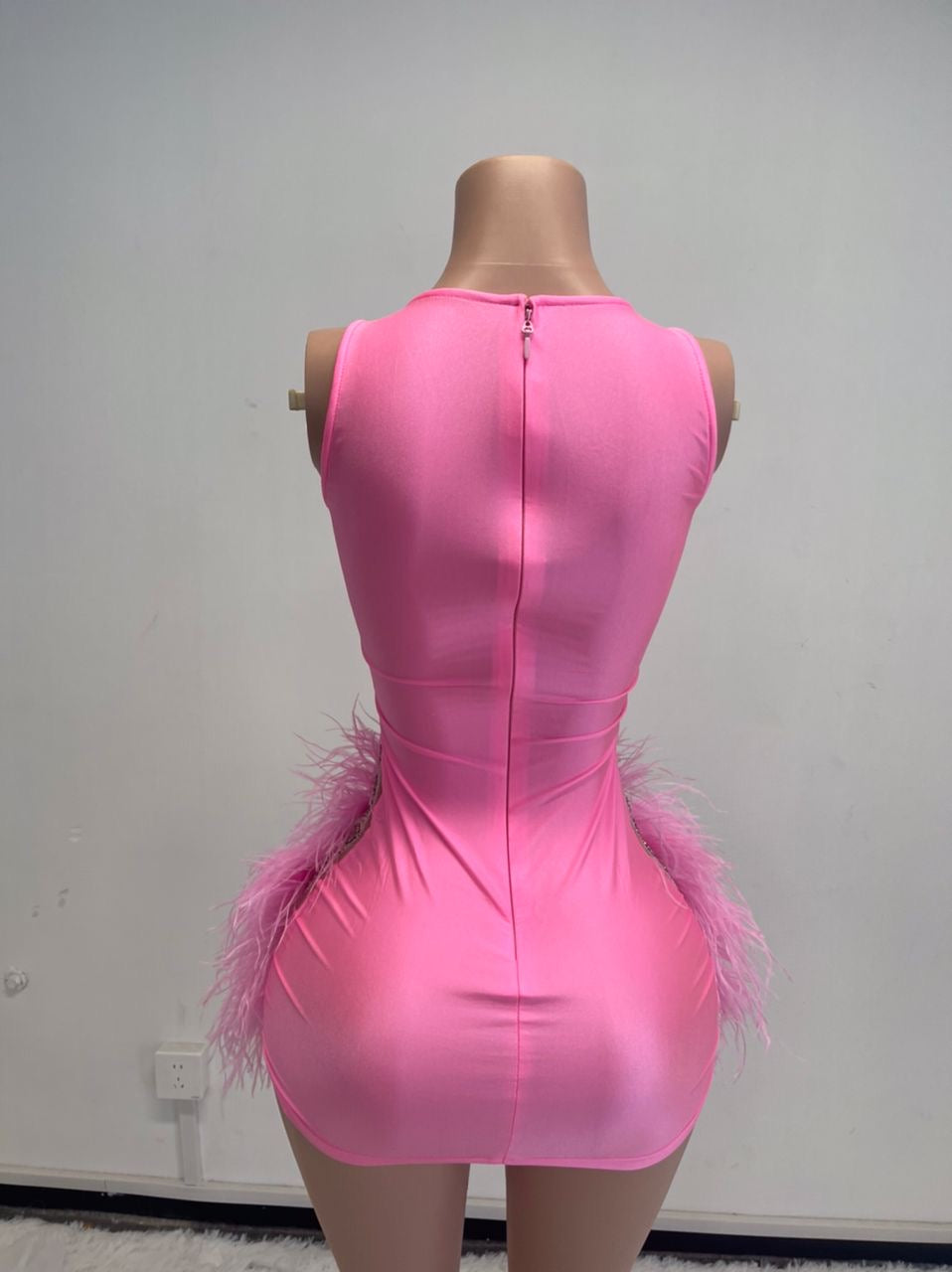 Dani Crystal Feather Dress (Pink)