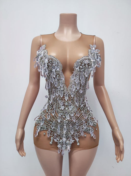 Tonëa Crystal Mini Dress (Silver)