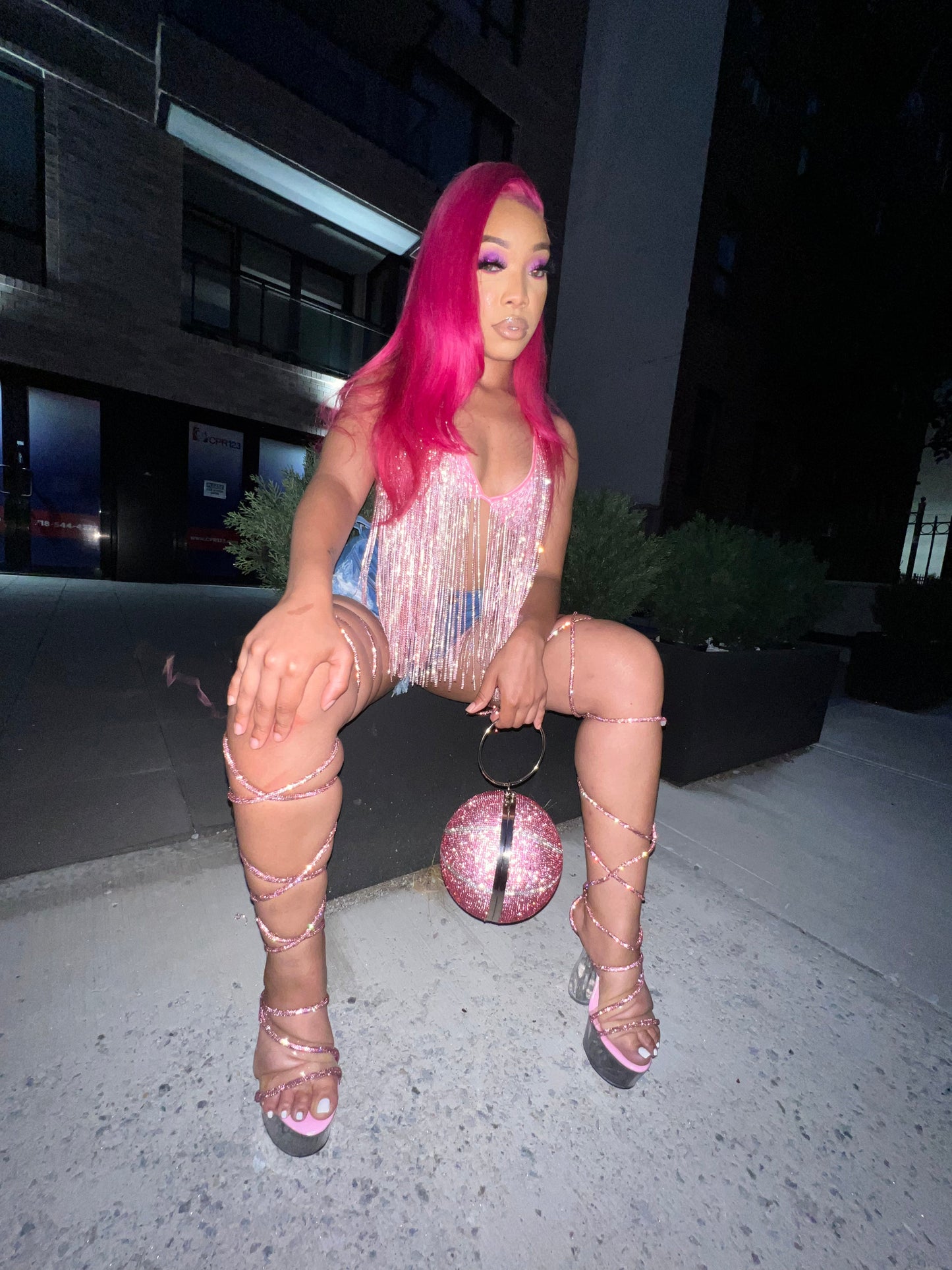 Pink Crystal Ice Me Out Bra