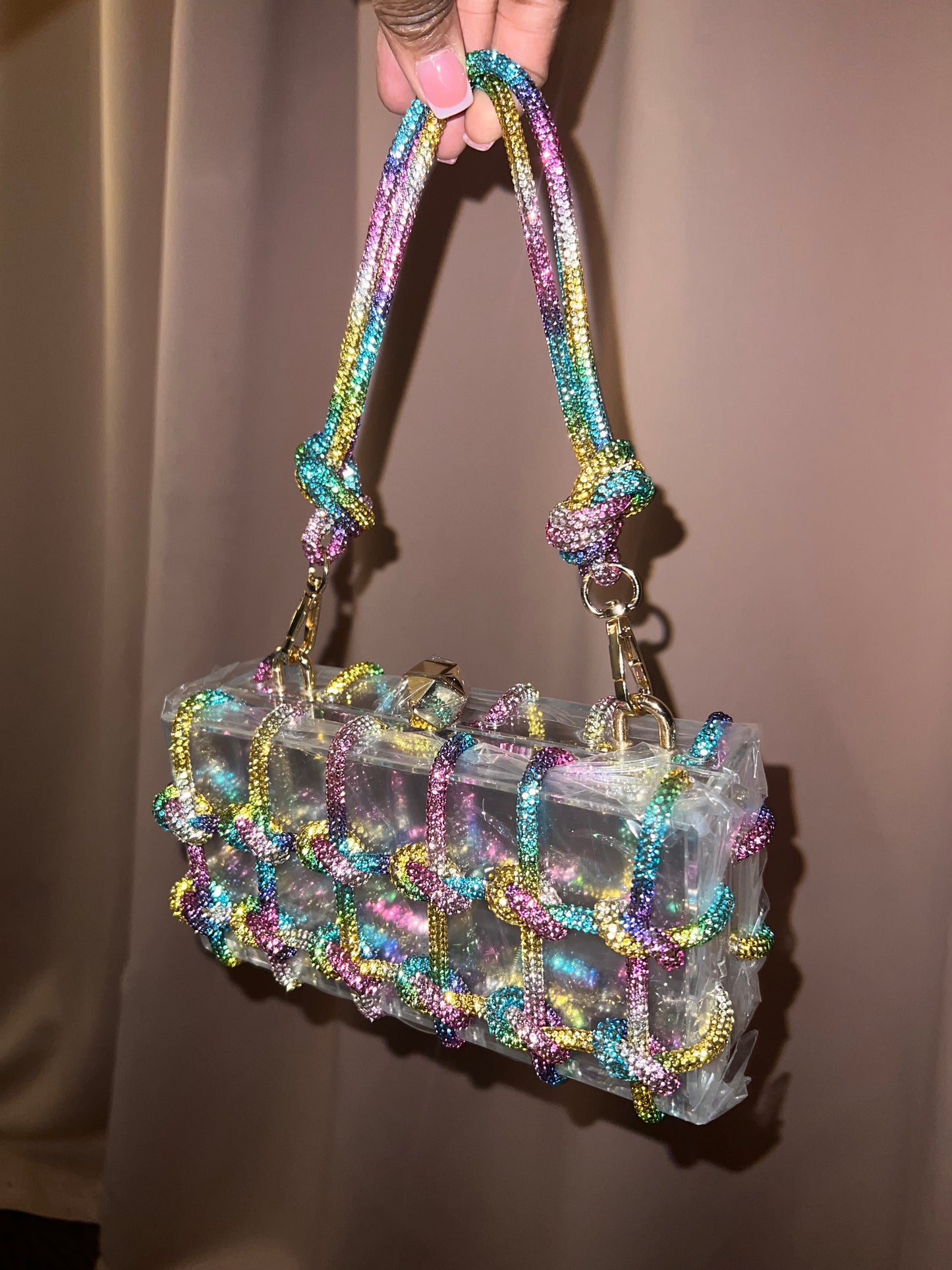 Rainbow Crystal Knot Bag (ships in 1-2 weeks)