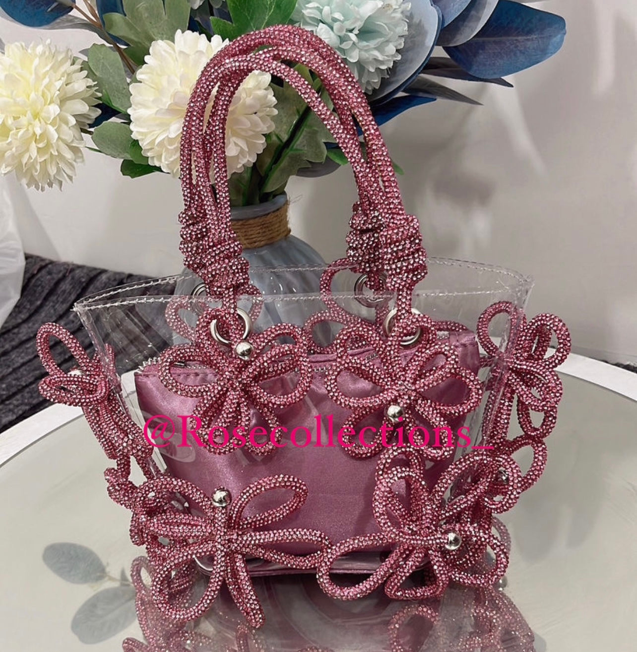 Pink Crystal Flower Bag