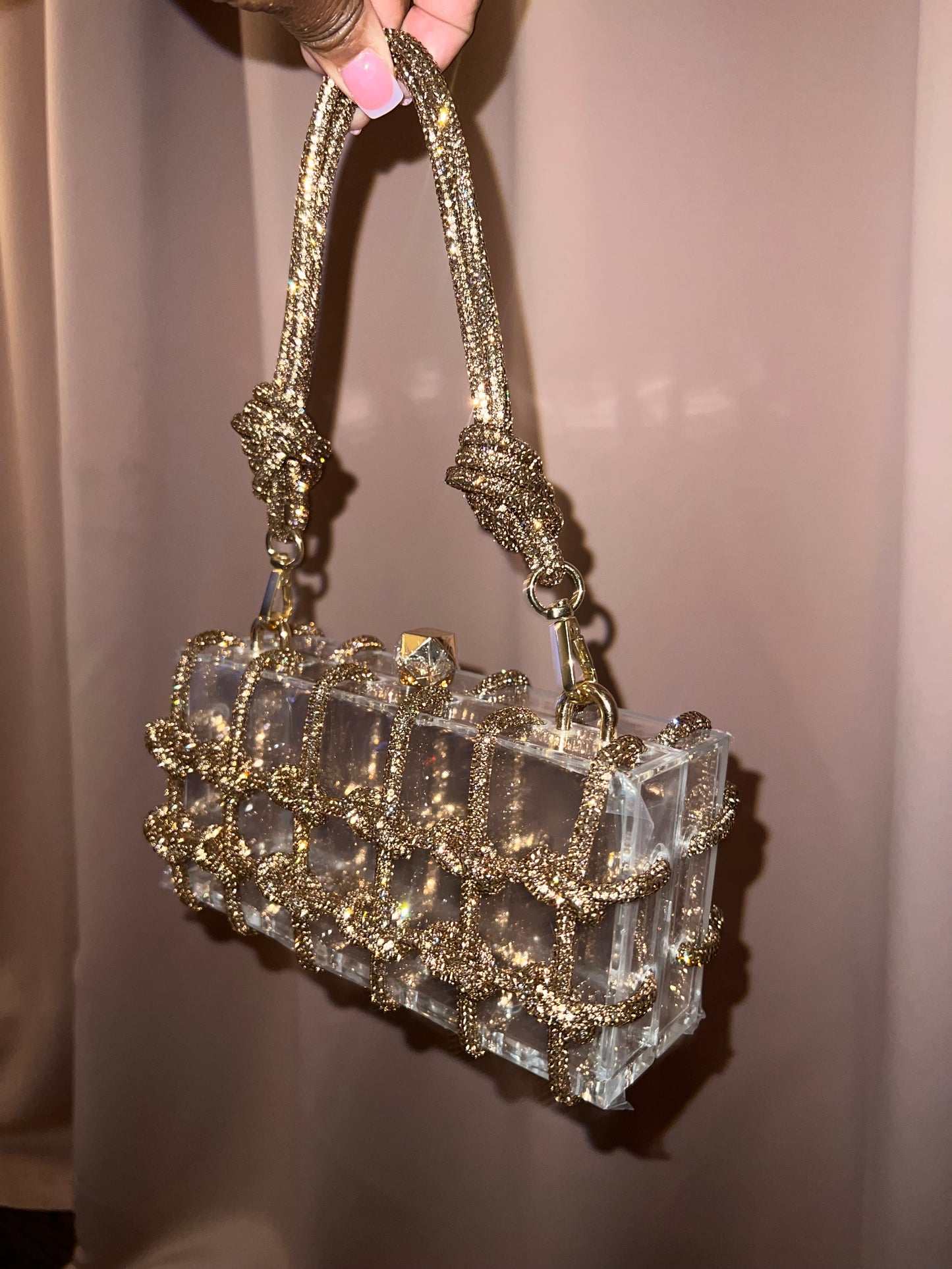 Gold Crystal Knot Bag