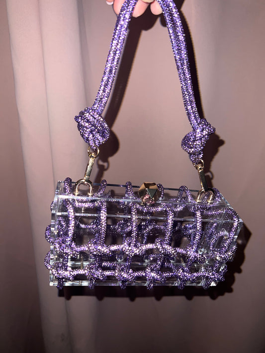 Lilac Crystal Knot Bag