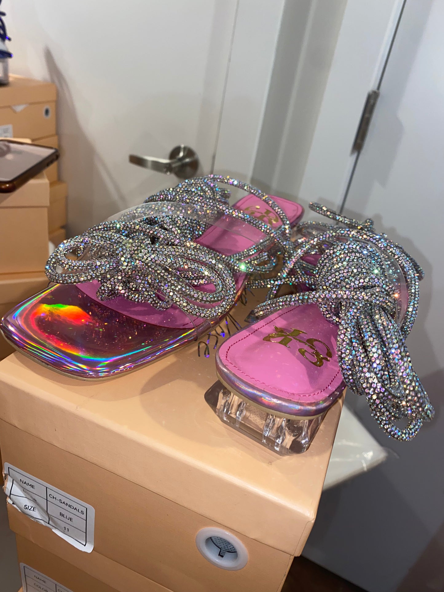 Cotton Candy Crystal Sandals