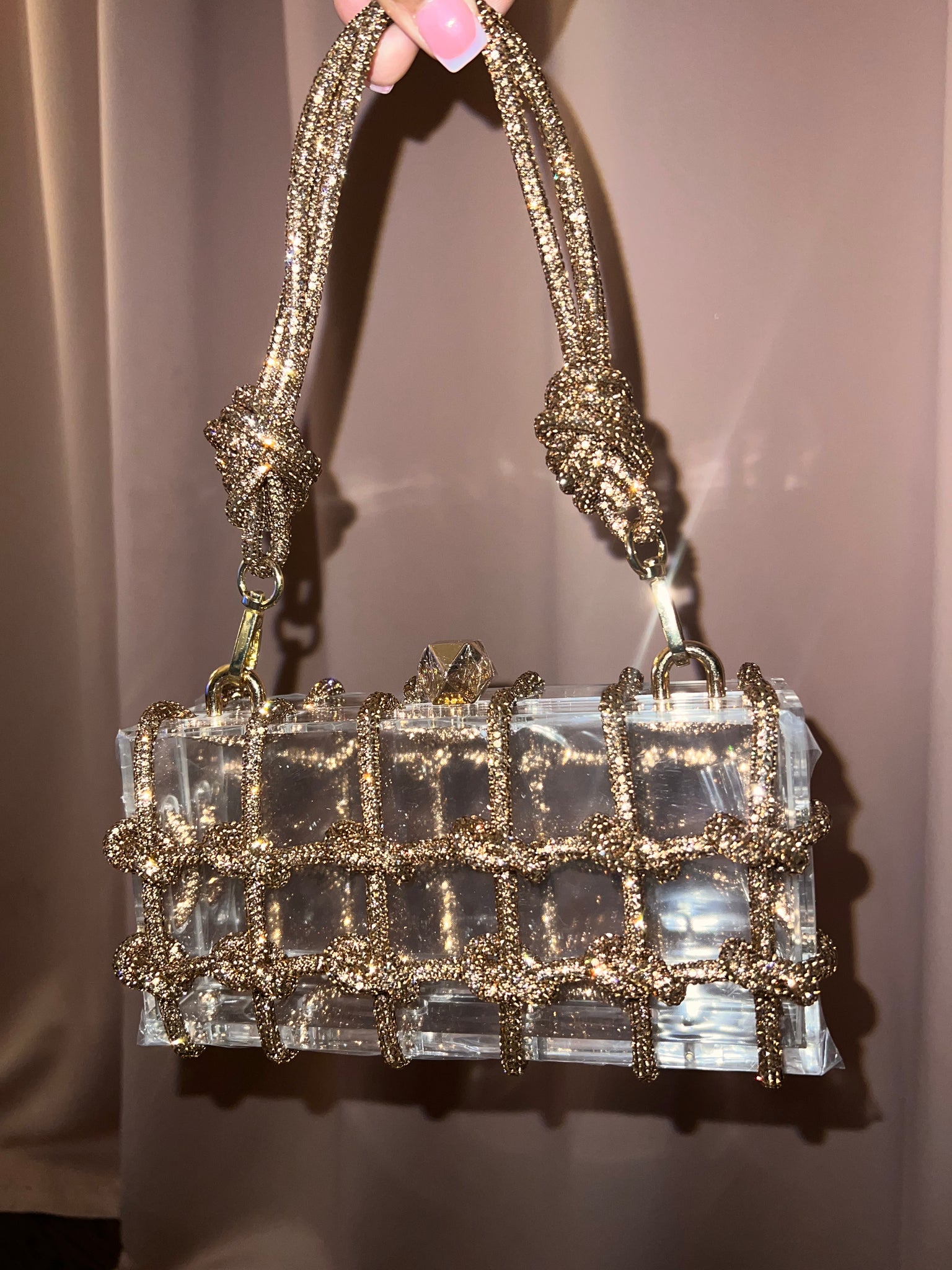 Gold Crystal Knot Bag