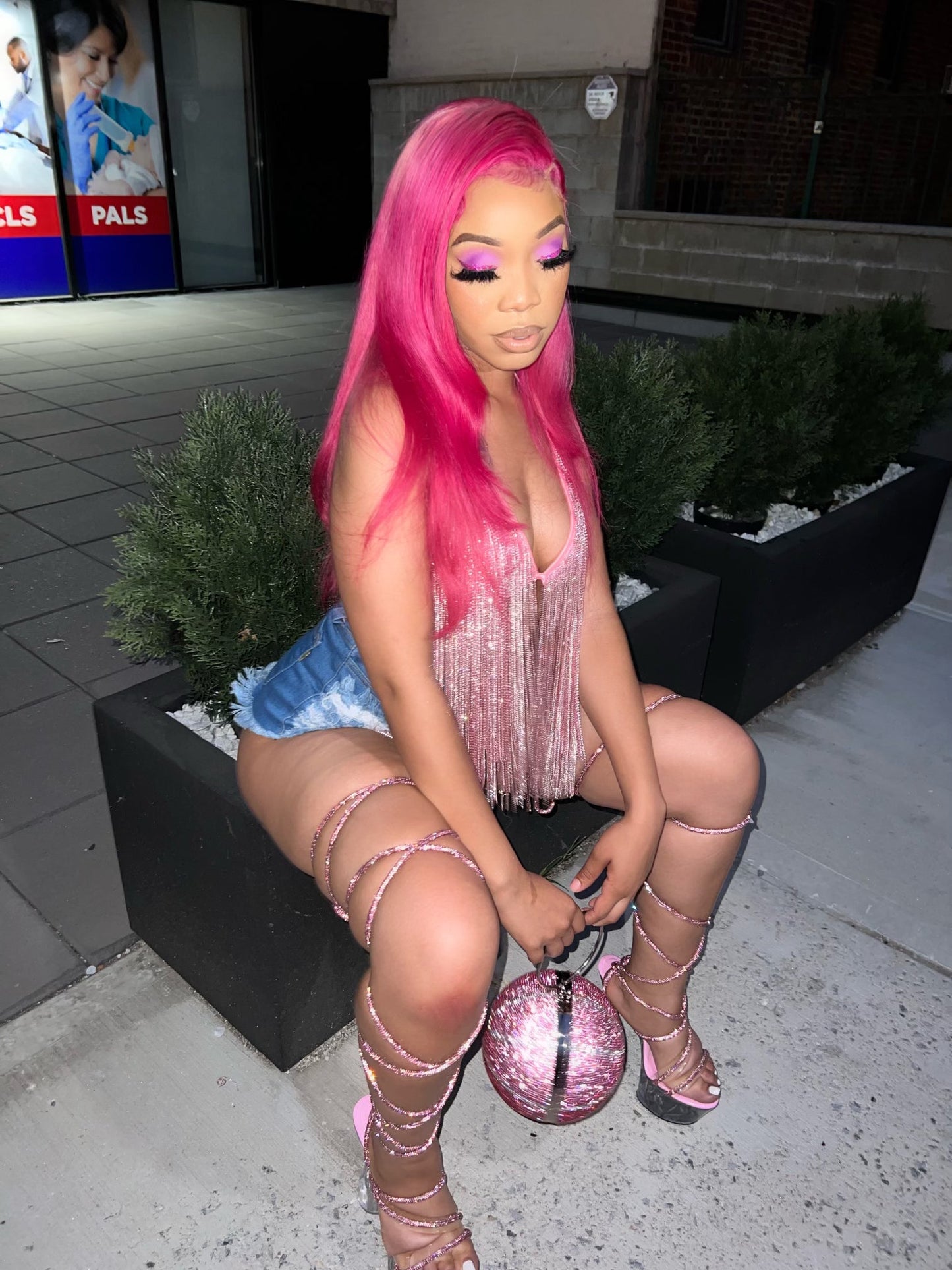 Pink Crystal Ice Me Out Bra