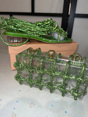 Lime Green Crystal Sandals