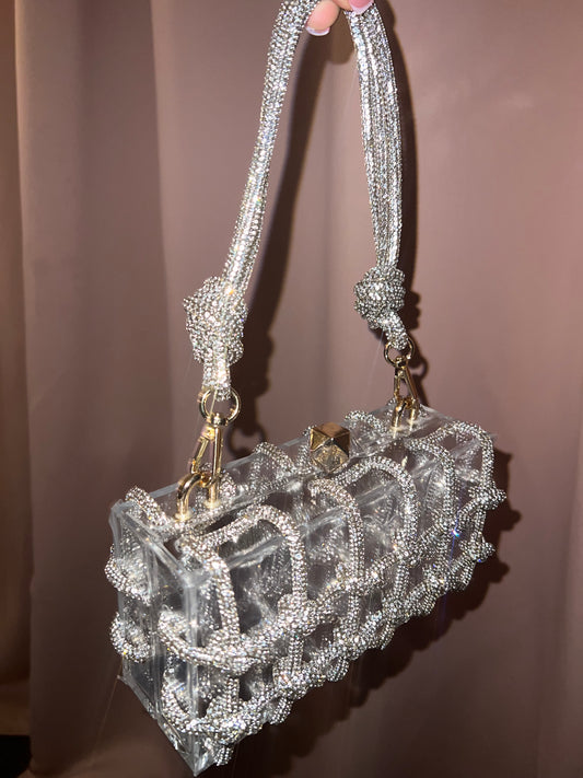 Silver Crystal Knot Bag