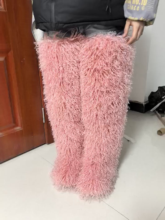 Mongolian Shear Luxe Boots (Pink)
