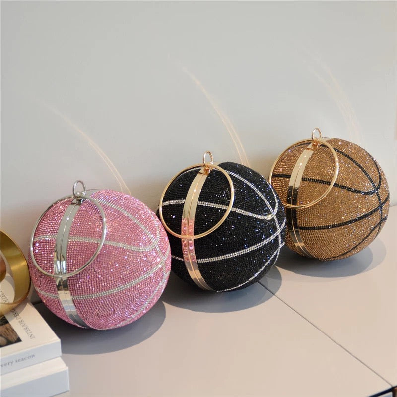 Pink Crystal Basketball Hand Bag