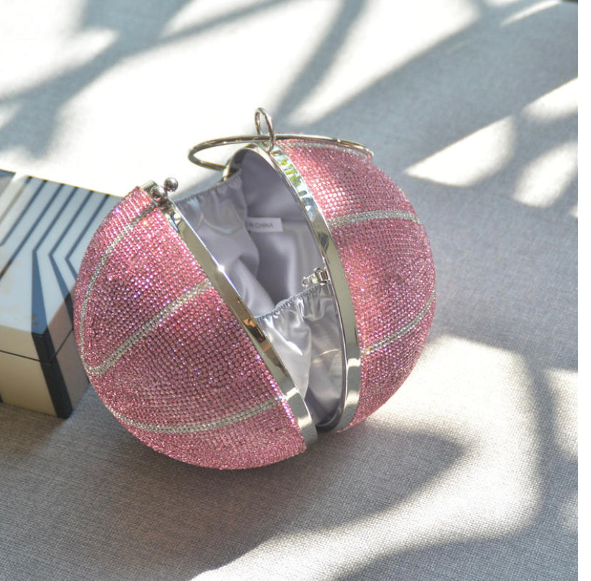 Pink Crystal Basketball Hand Bag