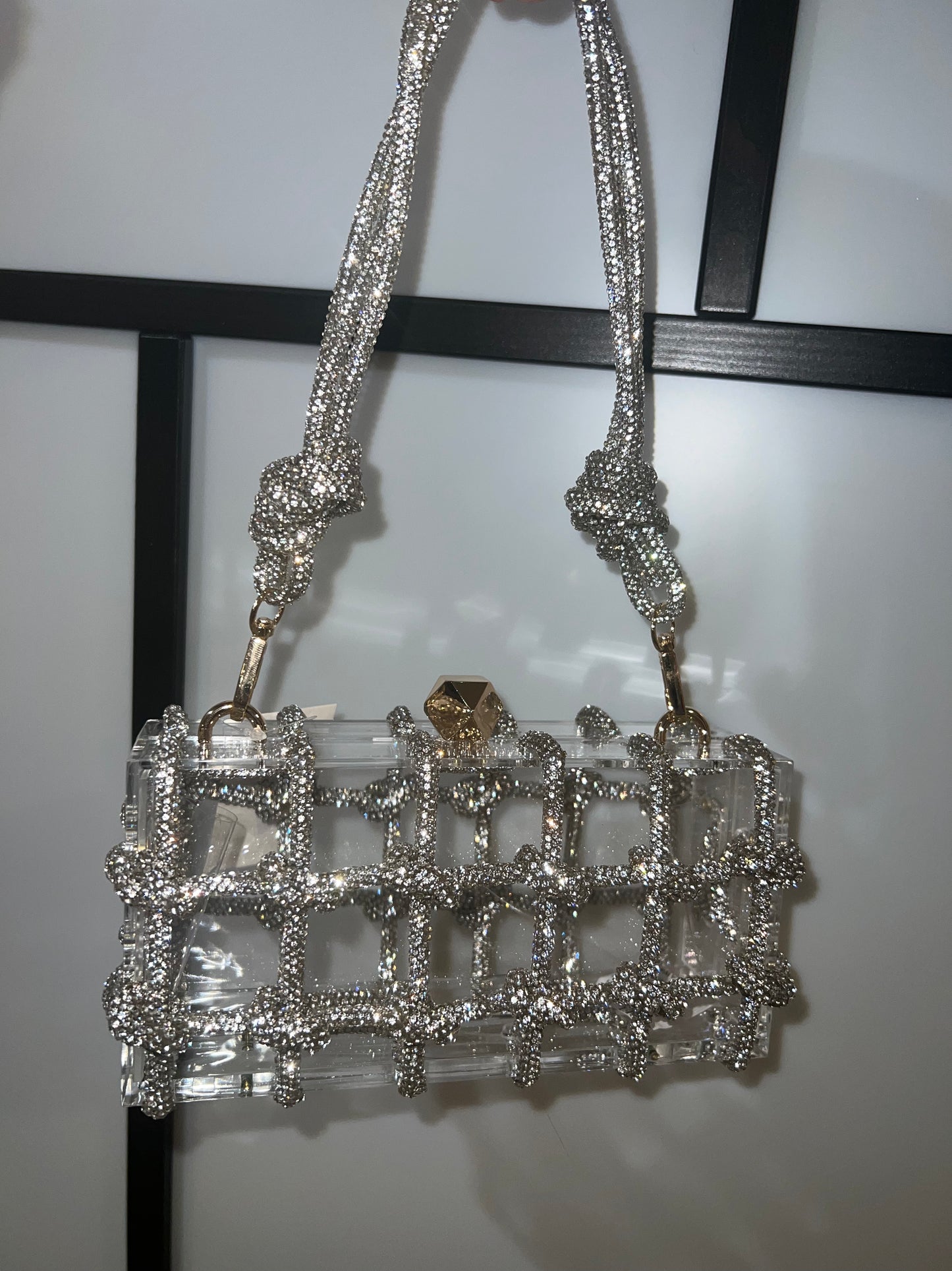 Silver Crystal Knot Bag