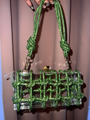 Lime Green Crystal Knot Bag