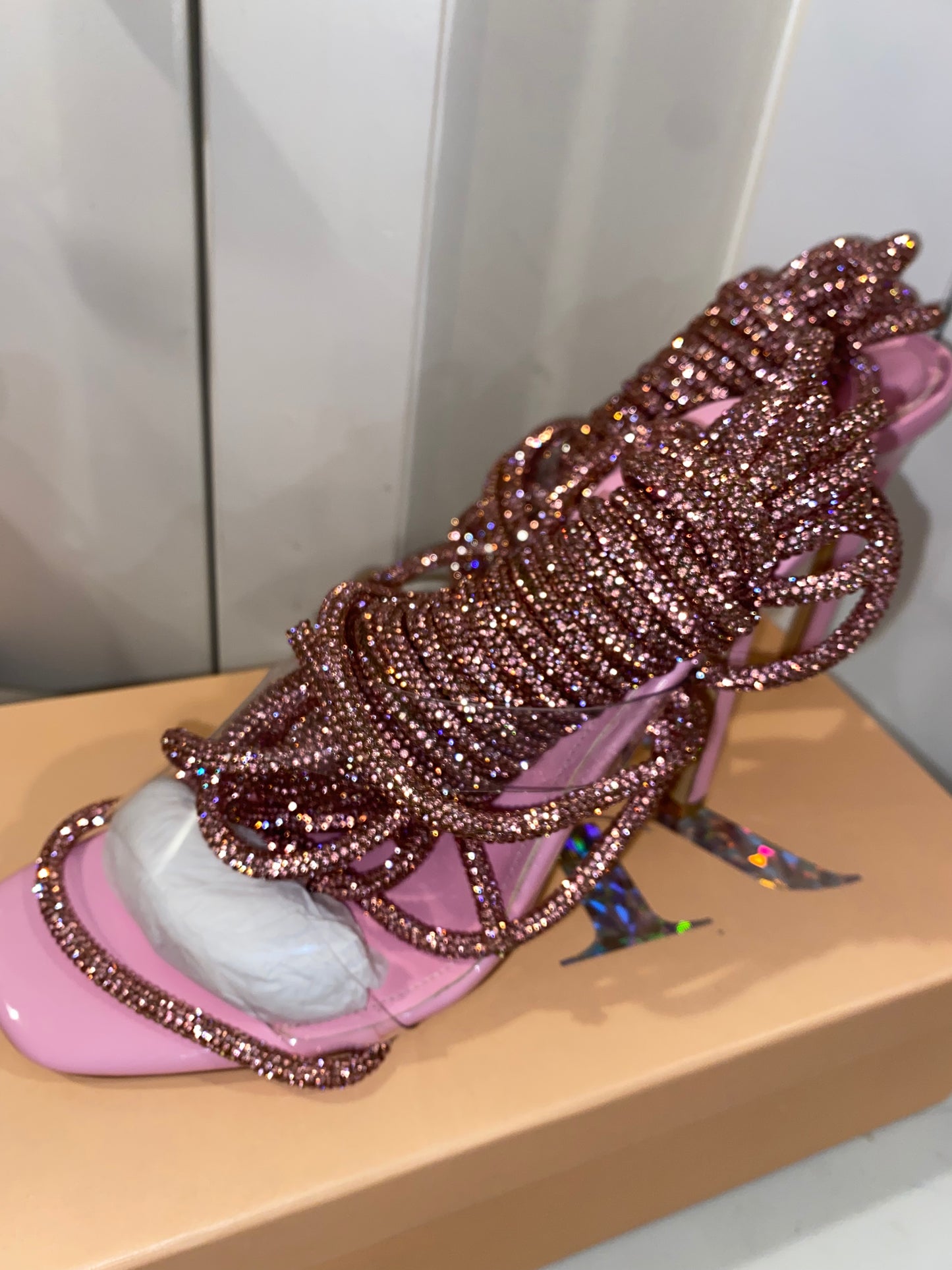 Bubble Gum Crystal Lace up heel