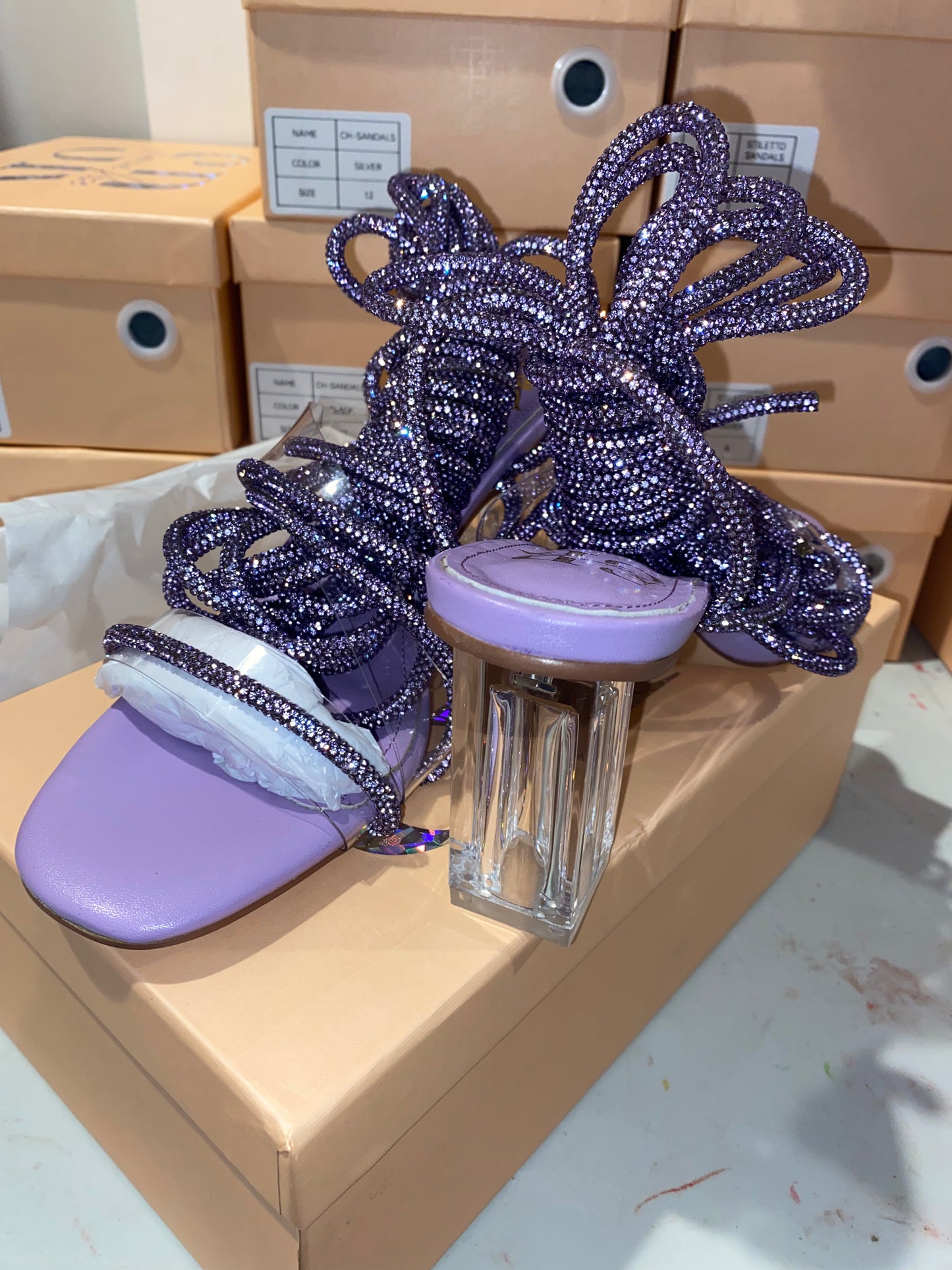 Lilac Crystal  (Block Heel)