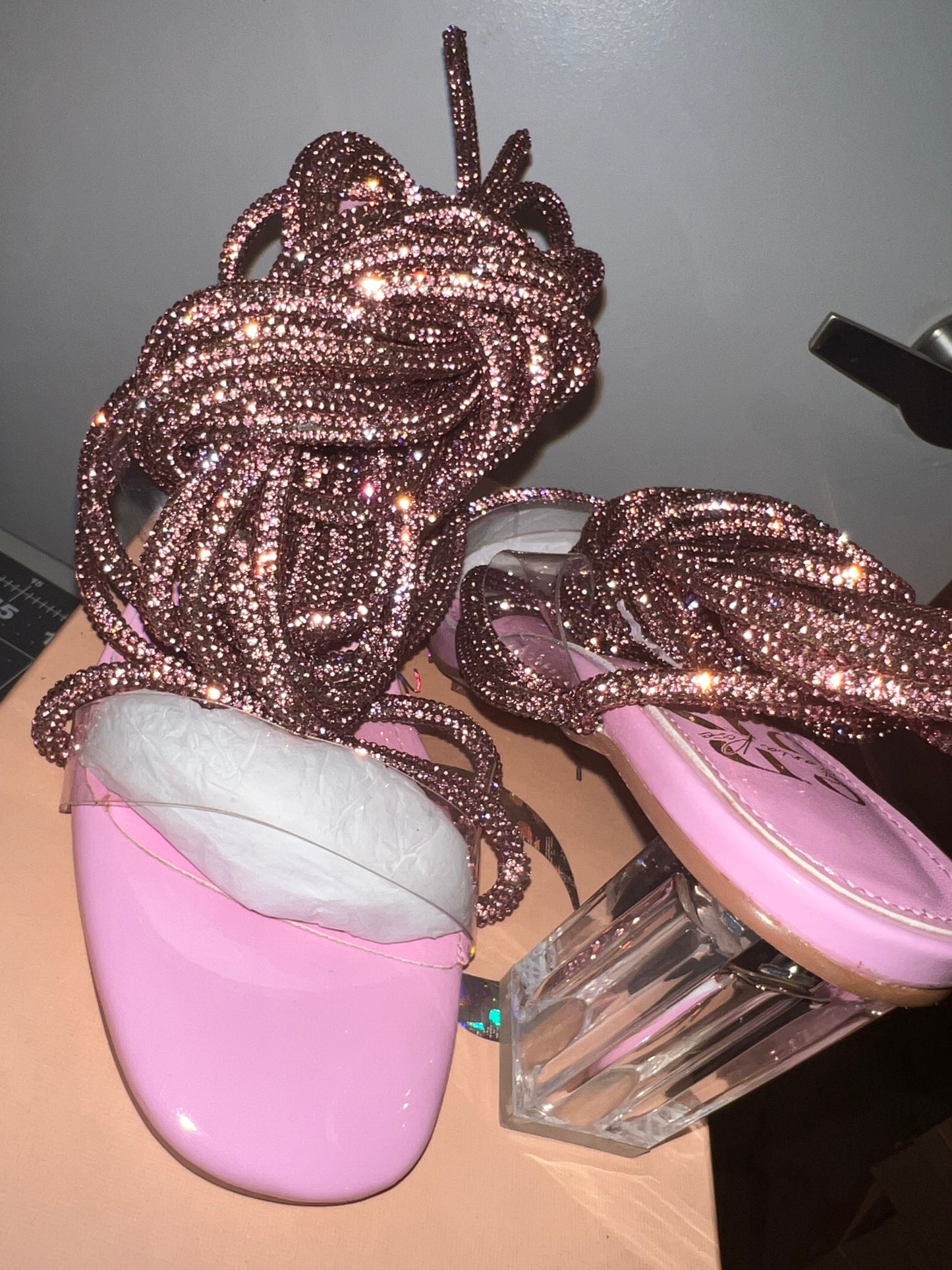 Bubble Gum Crystal (Block Heel)