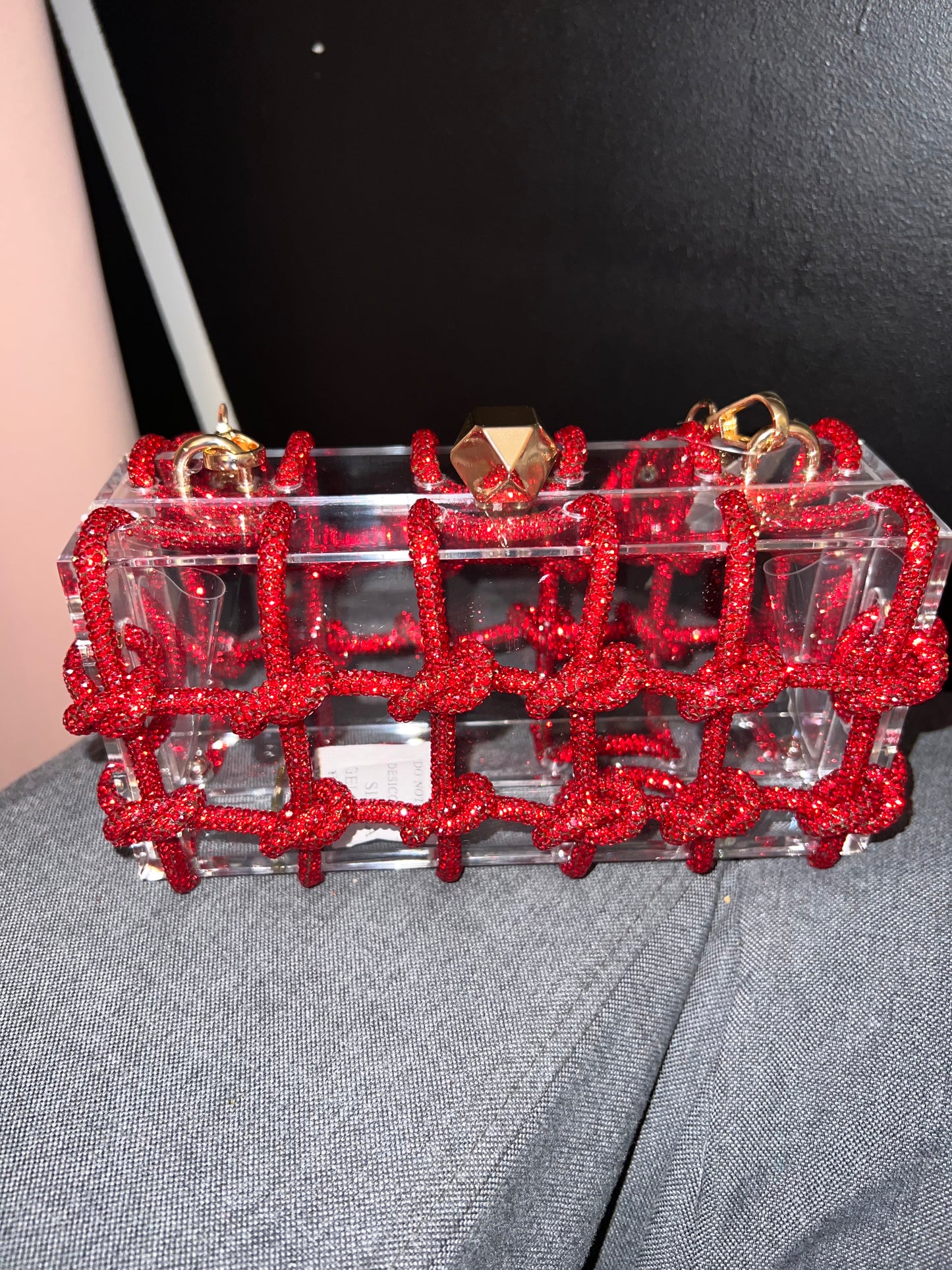 Red Crystal Knot Bag