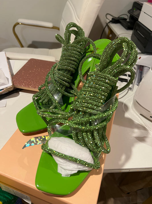 Lime Green Crystal Heels