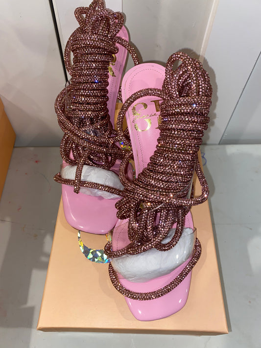 Bubble Gum Crystal Lace up heel