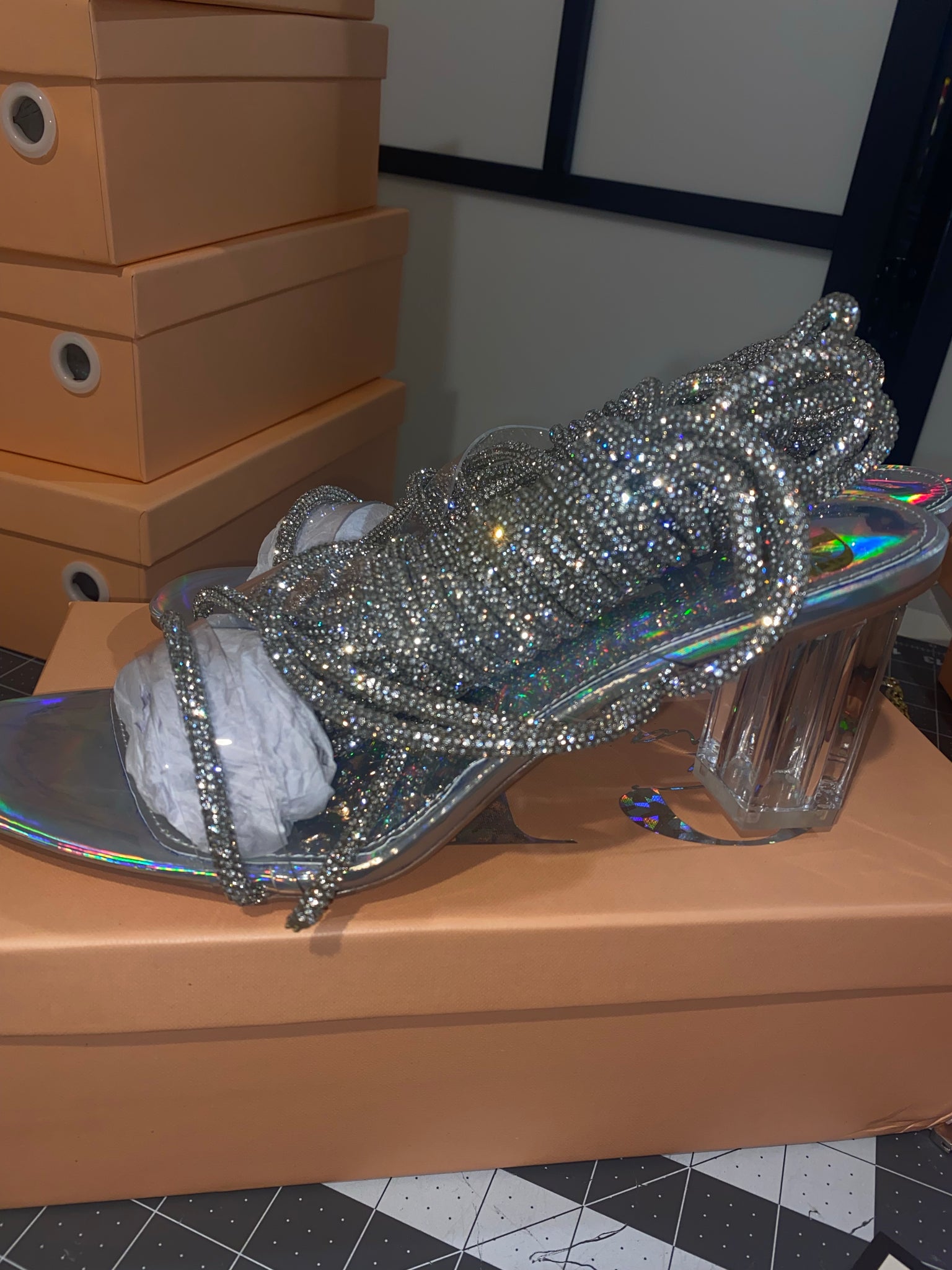 Holographic Crystal  (Block Heel)