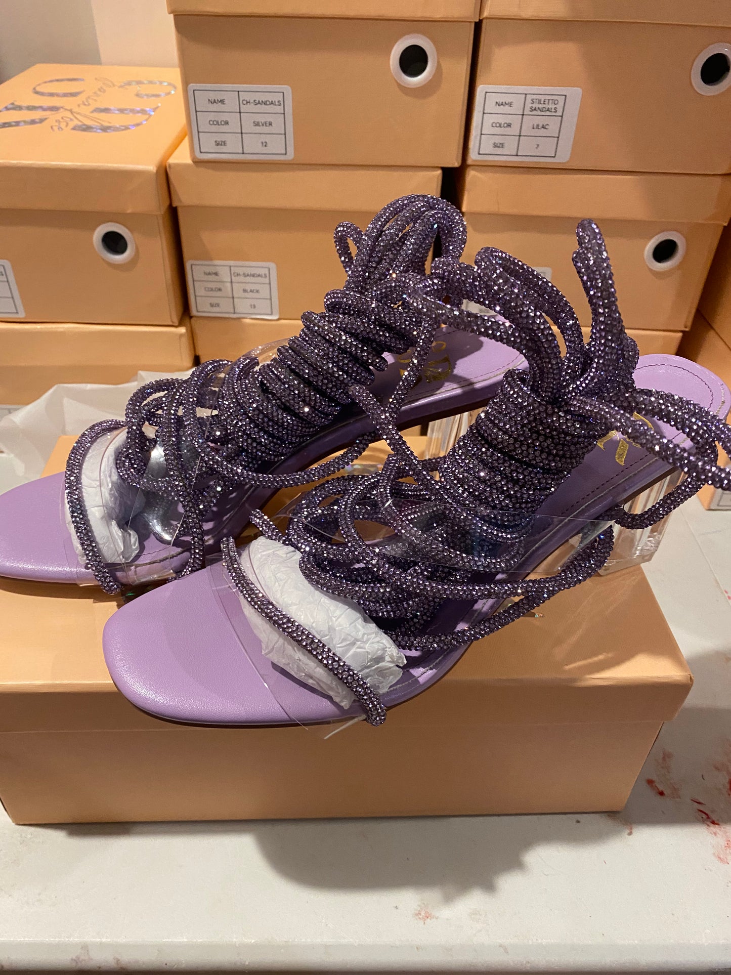 Lilac Crystal  (Block Heel)