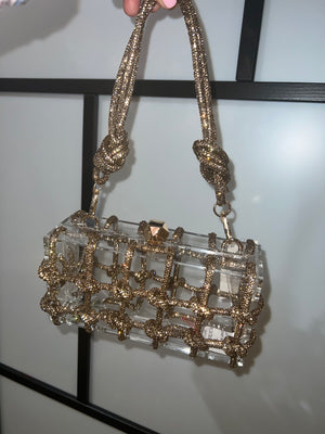 Gold Crystal Knot Bag