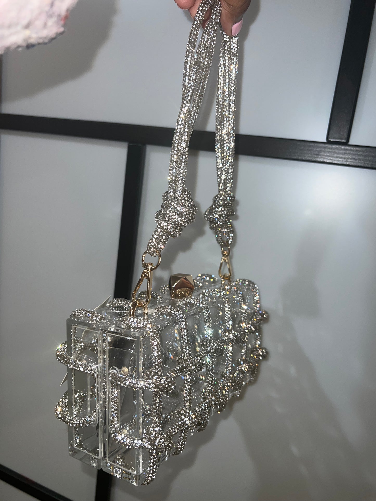 Silver Crystal Knot Bag